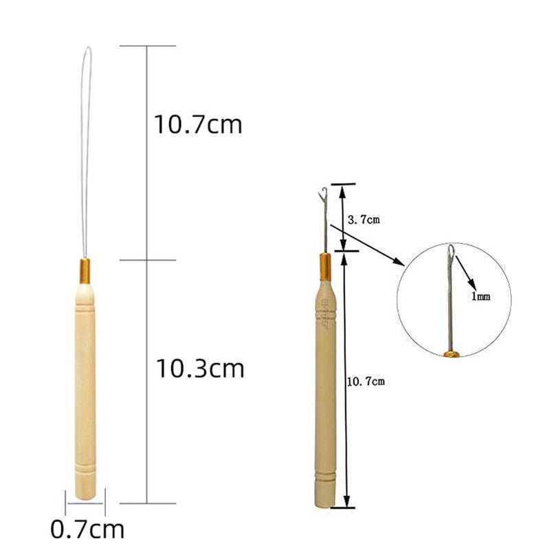 Funyn 1 Set Hair Extension Tool Kit Plier Hook Pulling Needle 200Pc or so Micro Silicone Link Rings Beads for Professional Hair Styling Tools Accessory (Dark Brown) - Image 2